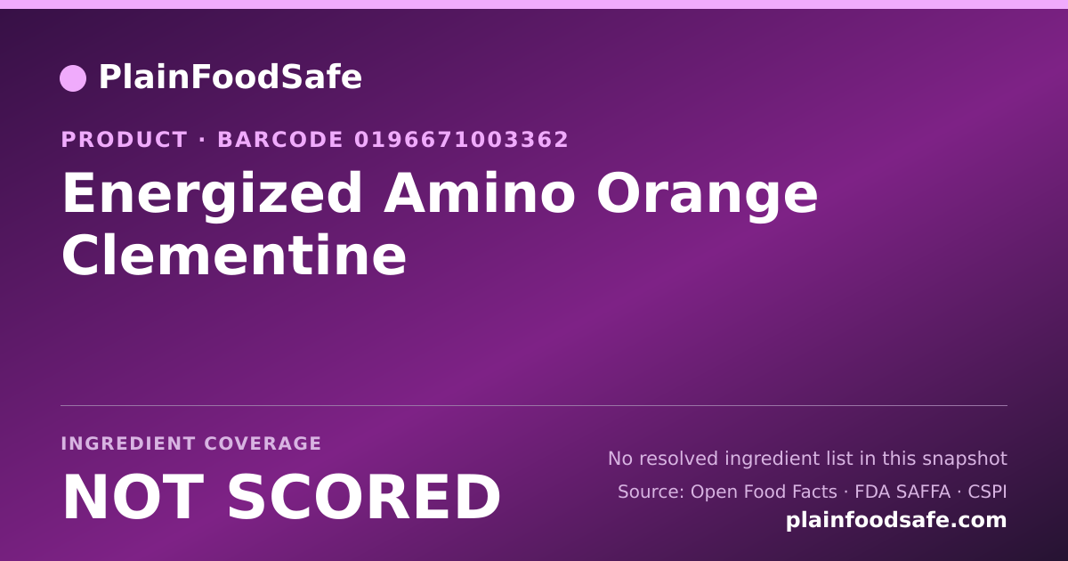 Share card for Energized Amino Orange Clementine Food Ingredient Profile