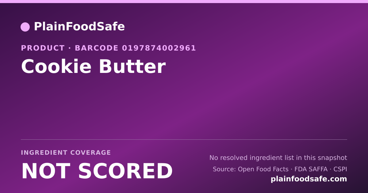 Share card for Cookie Butter Food Ingredient Profile