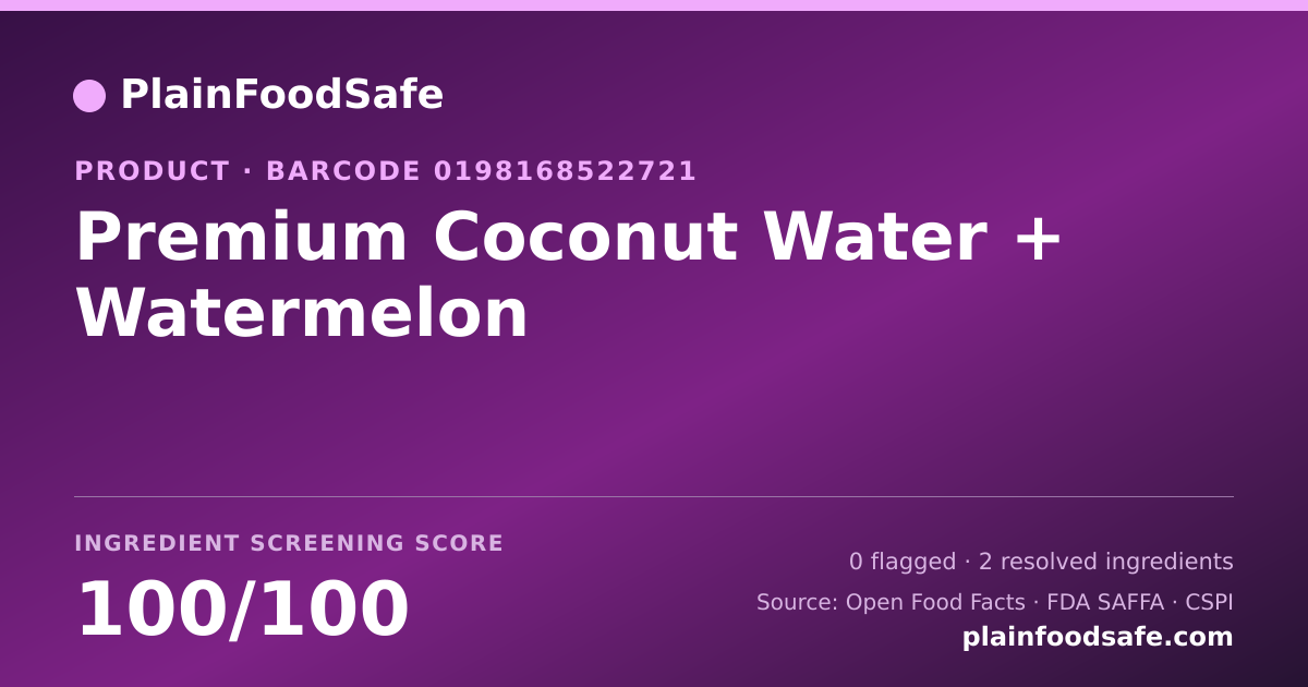 Share card for Premium Coconut Water + Watermelon Food Ingredient Profile