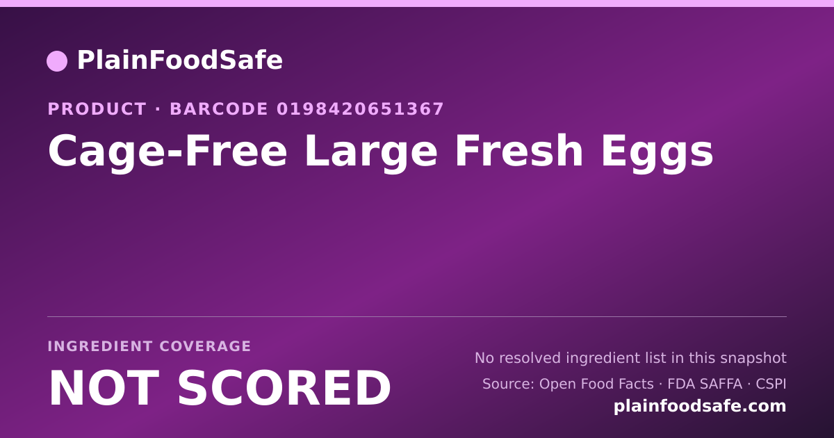 Share card for Cage-Free Large Fresh Eggs Food Ingredient Profile