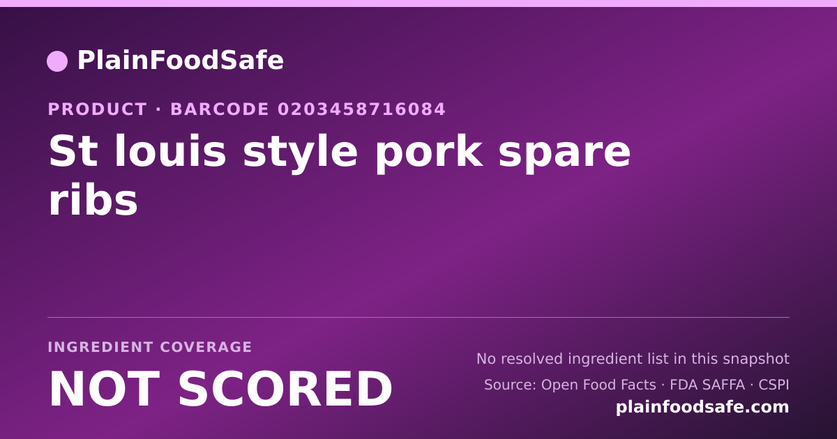 Share card for St louis style pork spare ribs Food Ingredient Profile