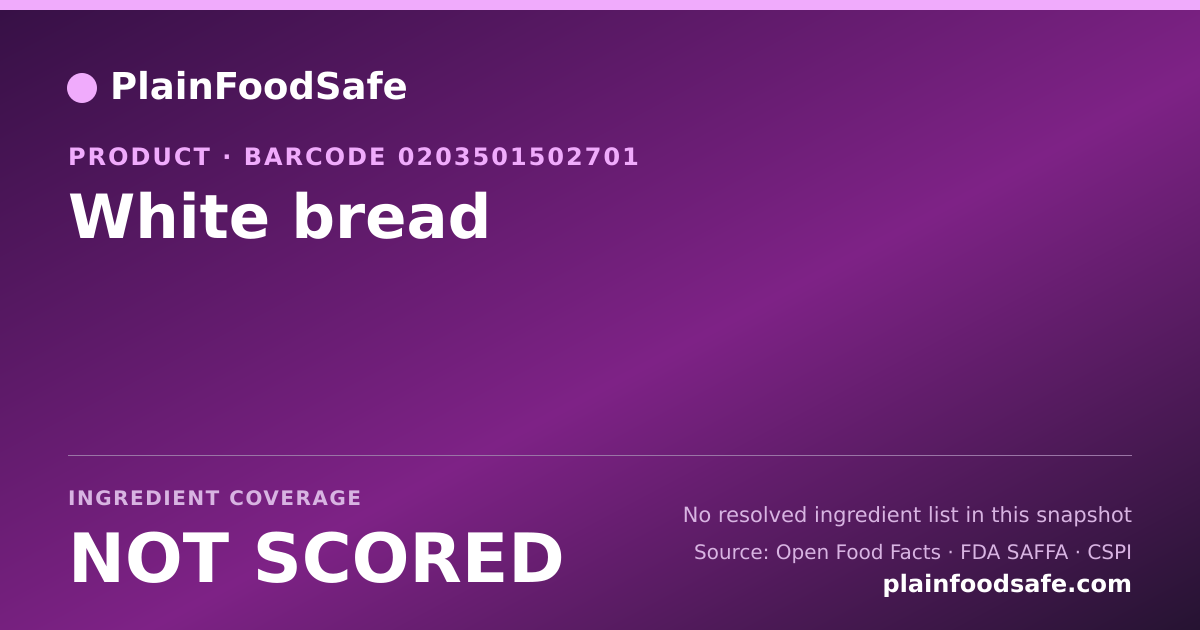 Share card for White bread Food Ingredient Profile