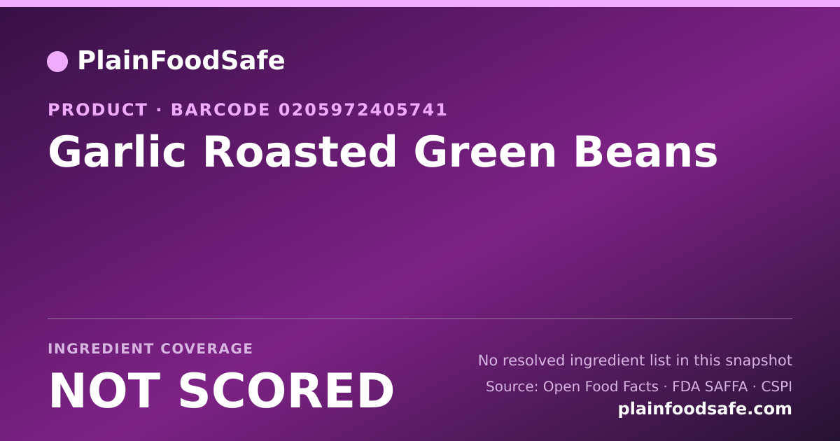 Share card for Garlic Roasted Green Beans Food Ingredient Profile