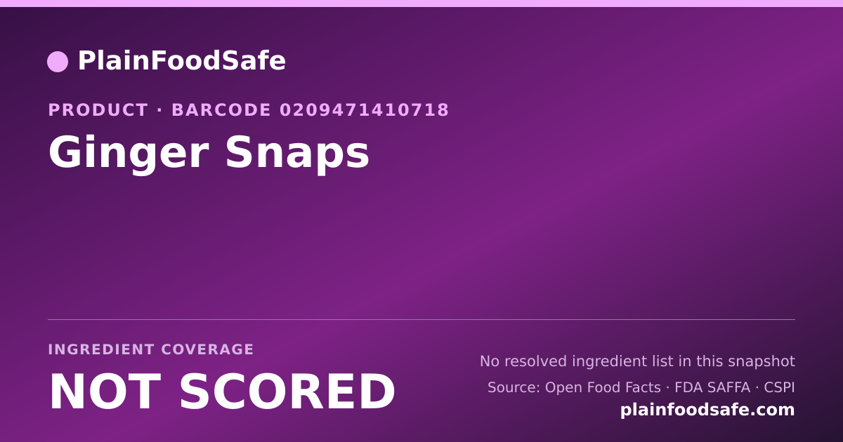 Share card for Ginger Snaps Food Ingredient Profile