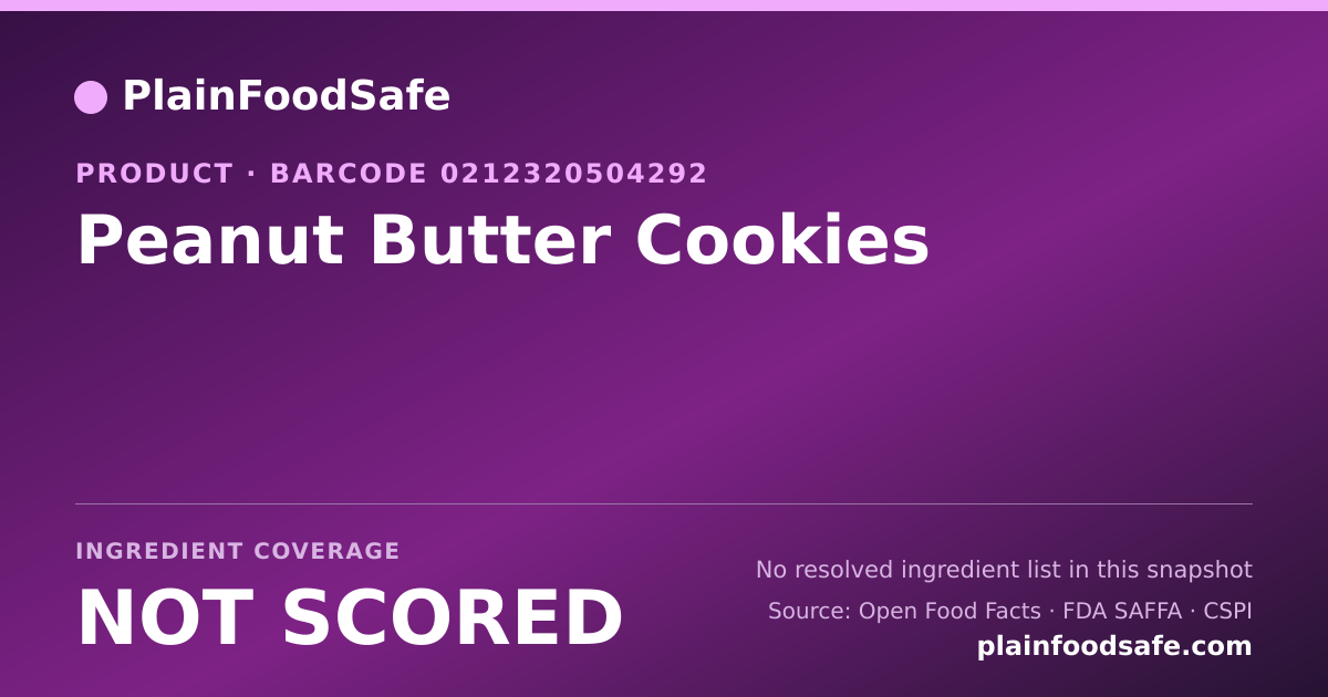 Share card for Peanut Butter Cookies Food Ingredient Profile