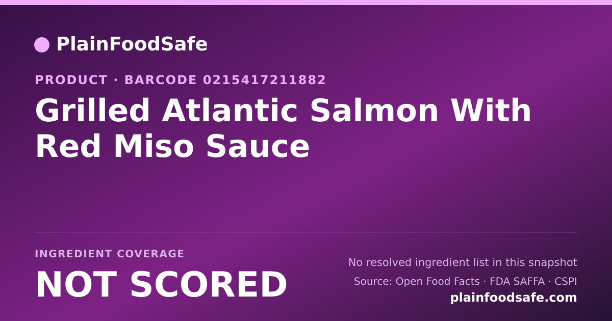 Share card for Grilled Atlantic Salmon With Red Miso Sauce Food Ingredient Profile