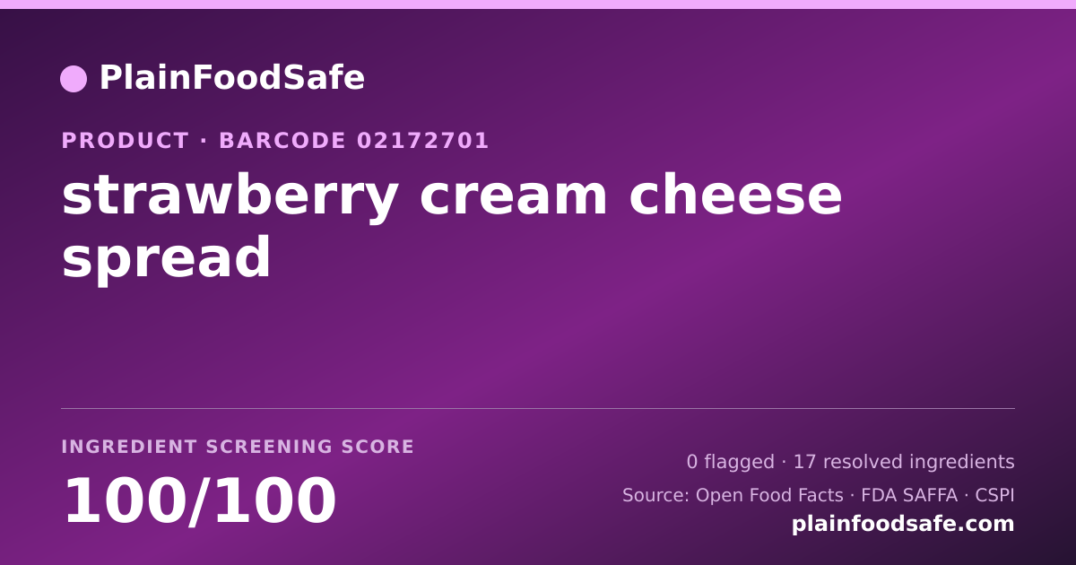 Share card for strawberry cream cheese spread Food Ingredient Profile