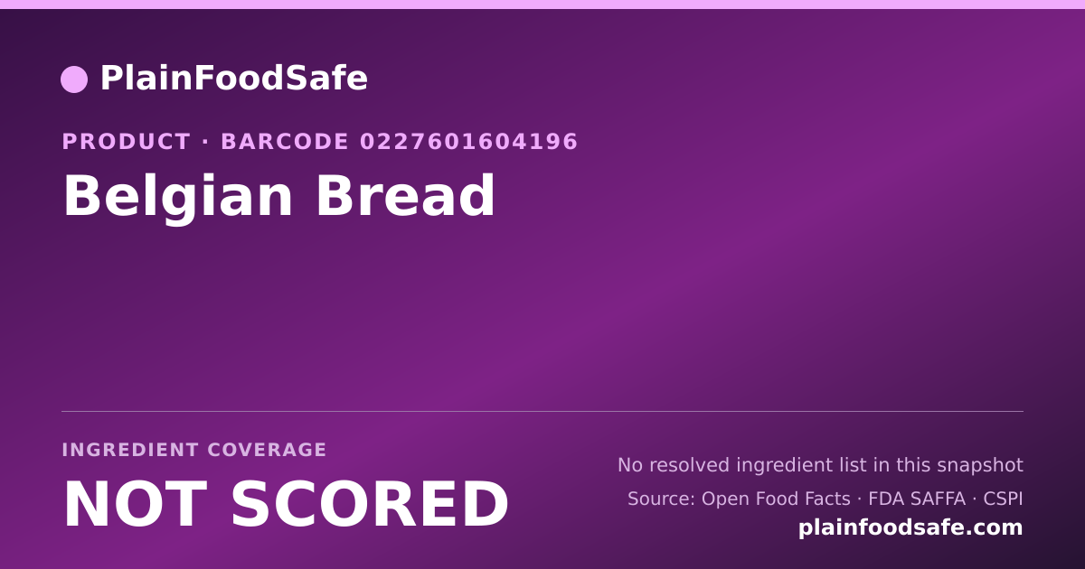 Share card for Belgian Bread Food Ingredient Profile