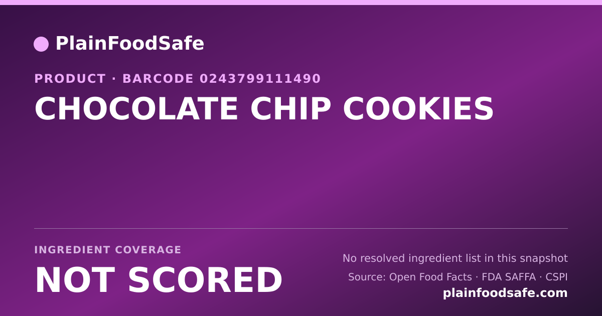 Share card for CHOCOLATE CHIP COOKIES Food Ingredient Profile