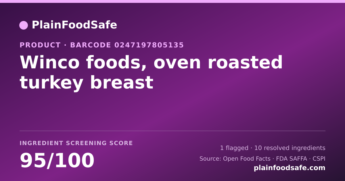 Share card for Winco foods, oven roasted turkey breast Food Ingredient Profile