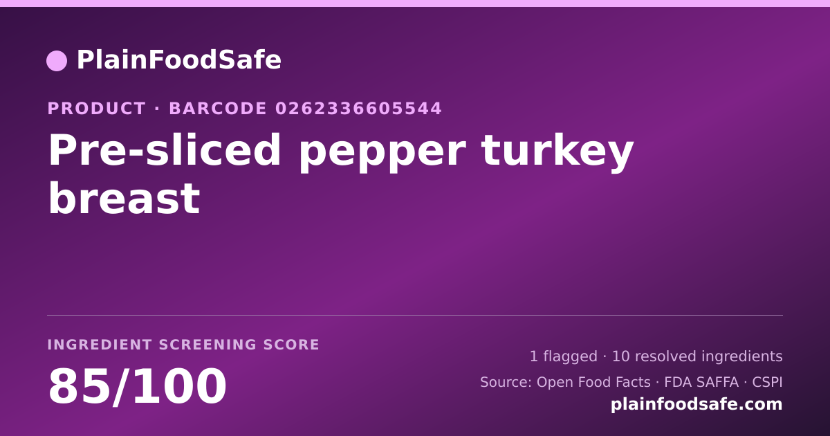 Share card for Pre-sliced pepper turkey breast Food Ingredient Profile