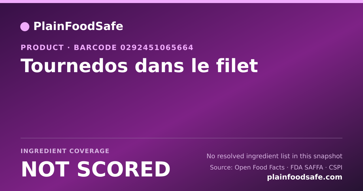 Share card for Tournedos dans le filet Food Ingredient Profile