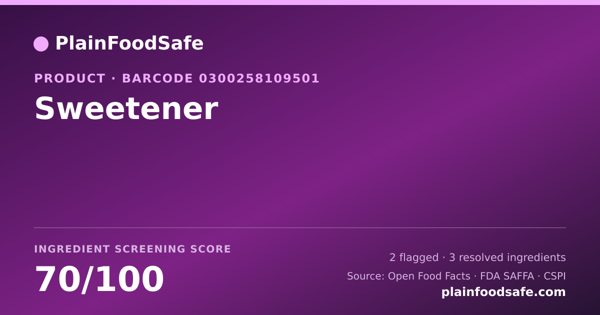 Share card for Sweetener Food Ingredient Profile