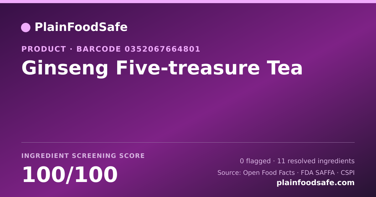 Share card for Ginseng Five-treasure Tea Food Ingredient Profile