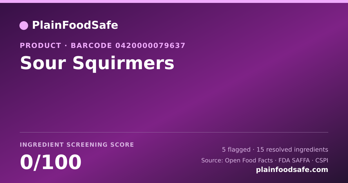 Share card for Sour Squirmers Food Ingredient Profile