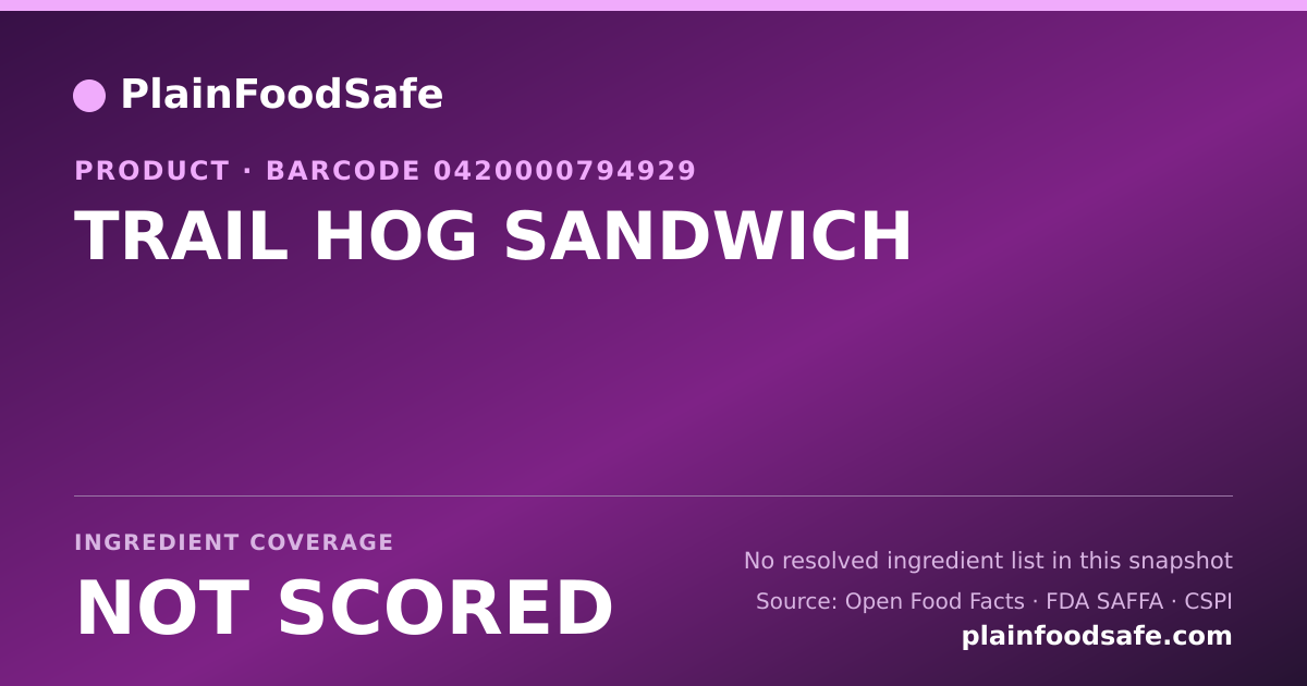 Share card for TRAIL HOG SANDWICH Food Ingredient Profile