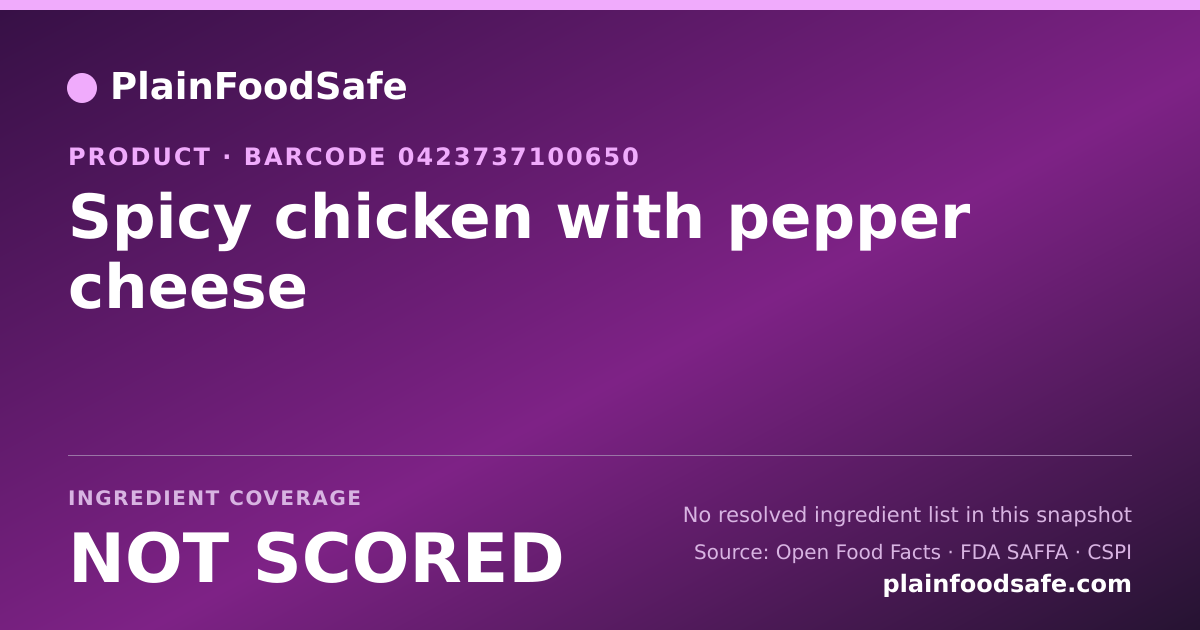 Share card for Spicy chicken with pepper cheese Food Ingredient Profile