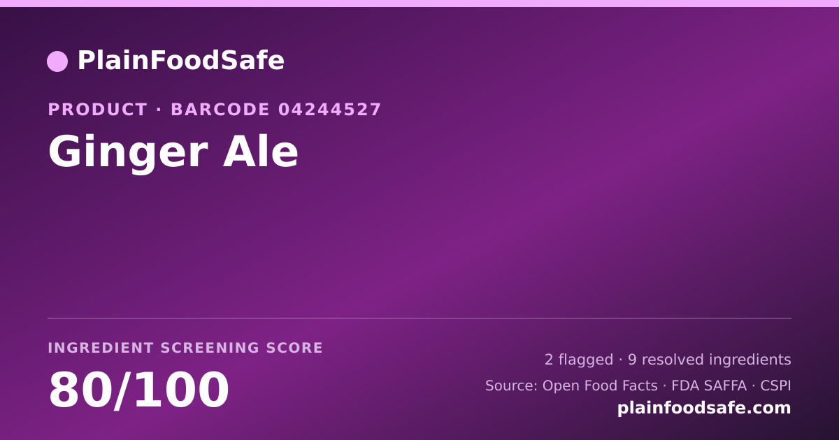 Share card for Ginger Ale Food Ingredient Profile