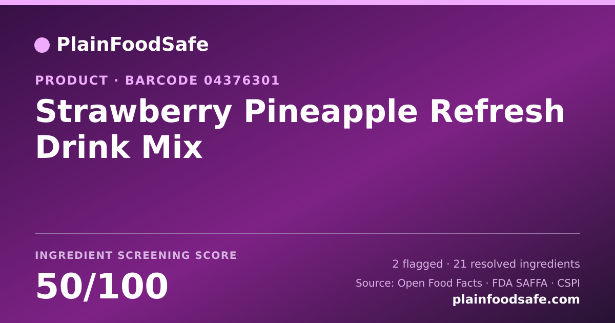 Share card for Strawberry Pineapple Refresh Drink Mix Food Ingredient Profile