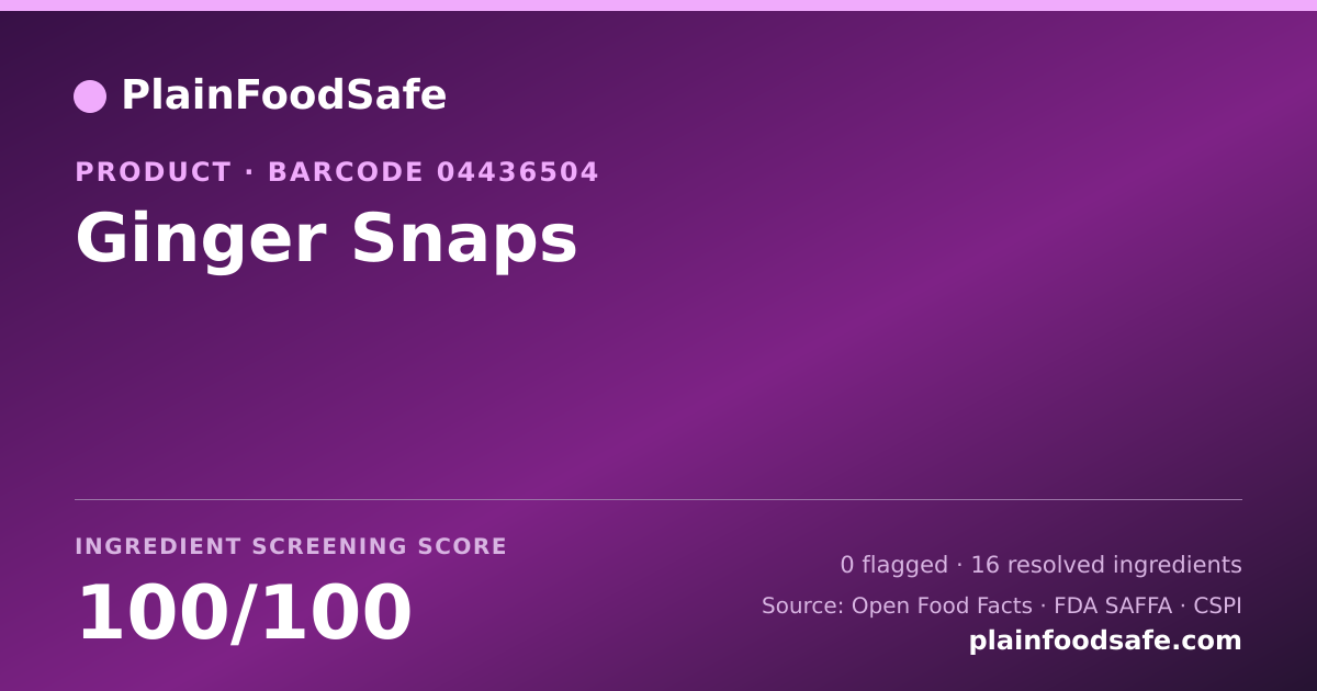 Share card for Ginger Snaps Food Ingredient Profile