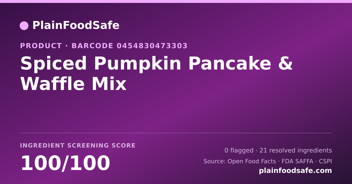 Share card for Spiced Pumpkin Pancake & Waffle Mix Food Ingredient Profile