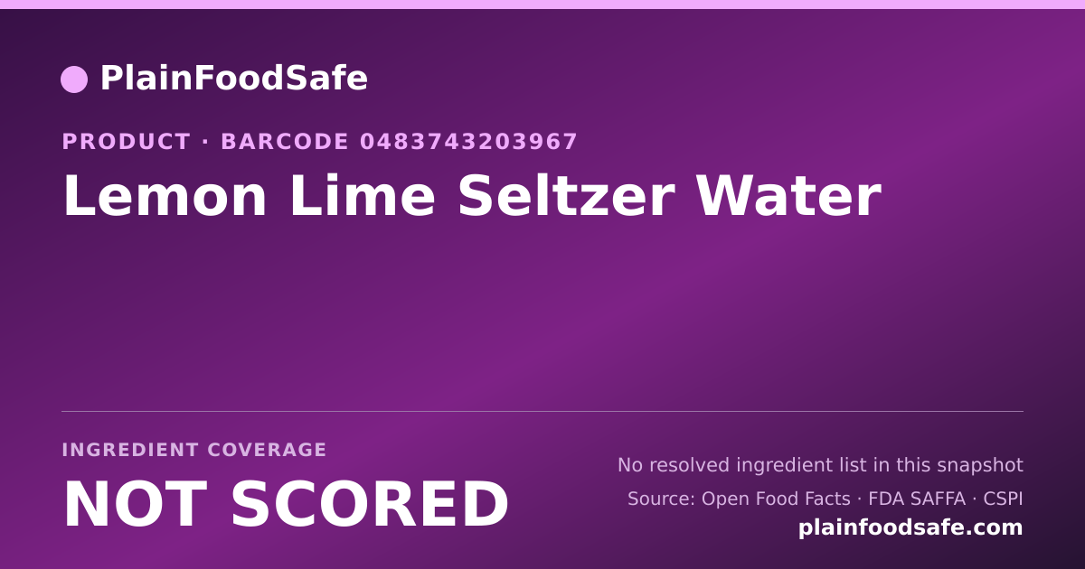Share card for Lemon Lime Seltzer Water Food Ingredient Profile