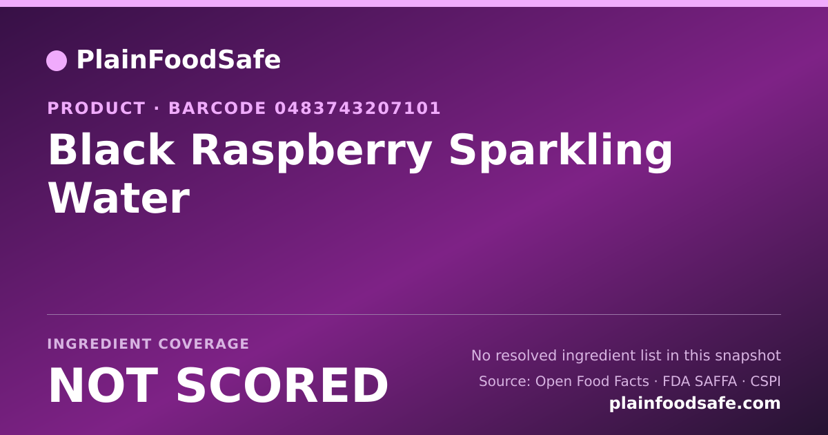 Share card for Black Raspberry Sparkling Water Food Ingredient Profile