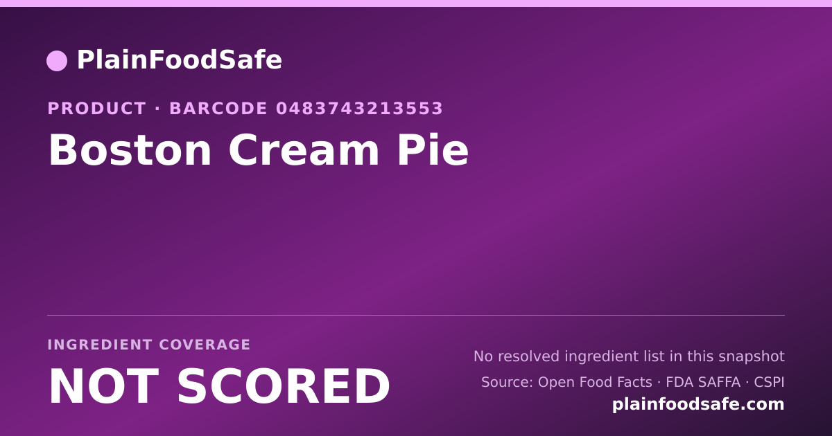 Share card for Boston Cream Pie Food Ingredient Profile