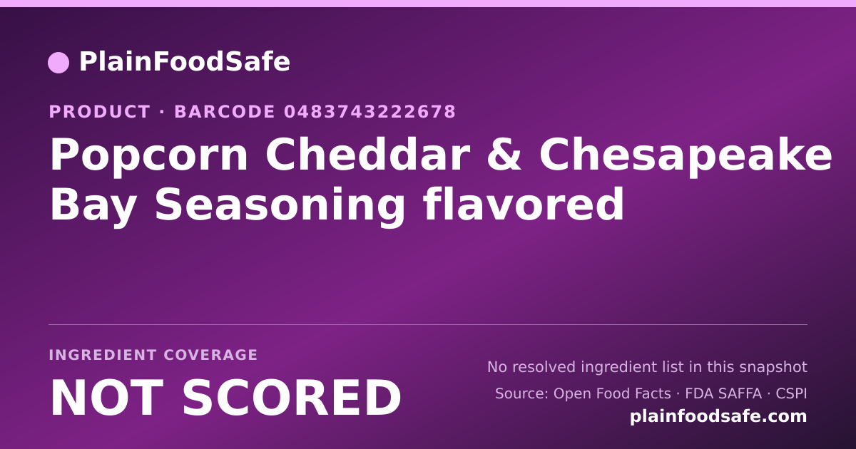 Share card for Popcorn Cheddar & Chesapeake Bay Seasoning flavored Food Ingredient Profile