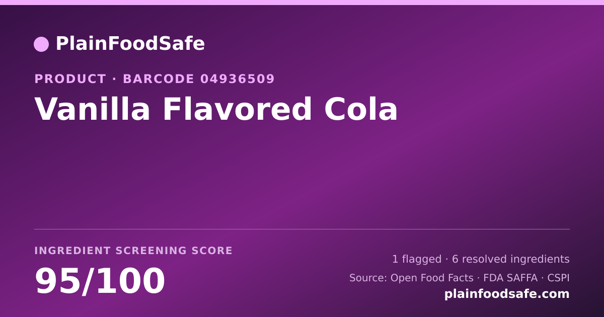 Share card for Vanilla Flavored Cola Food Ingredient Profile