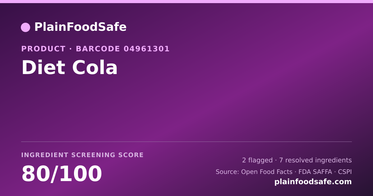 Share card for Diet Cola Food Ingredient Profile