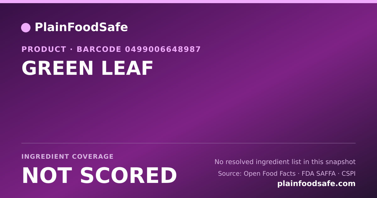 Share card for GREEN LEAF Food Ingredient Profile
