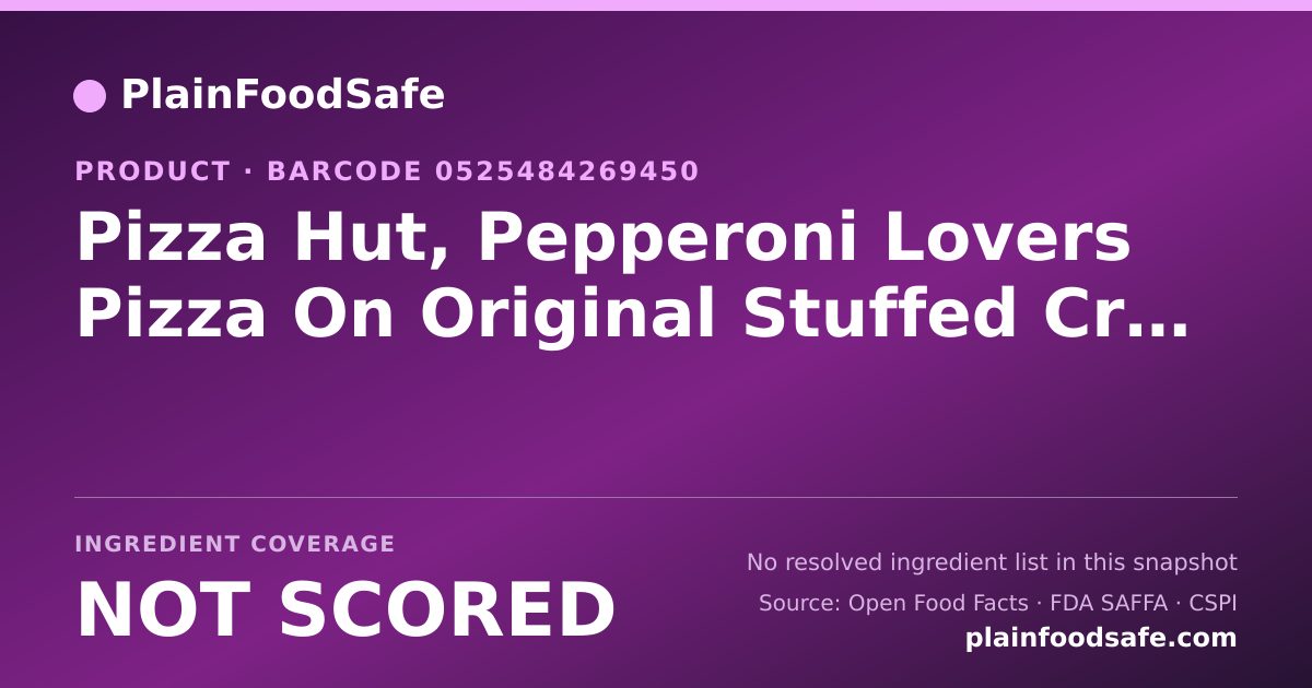 Share card for Pizza Hut, Pepperoni Lovers Pizza On Original Stuffed Crust, Large, Slice Food Ingredient Profile