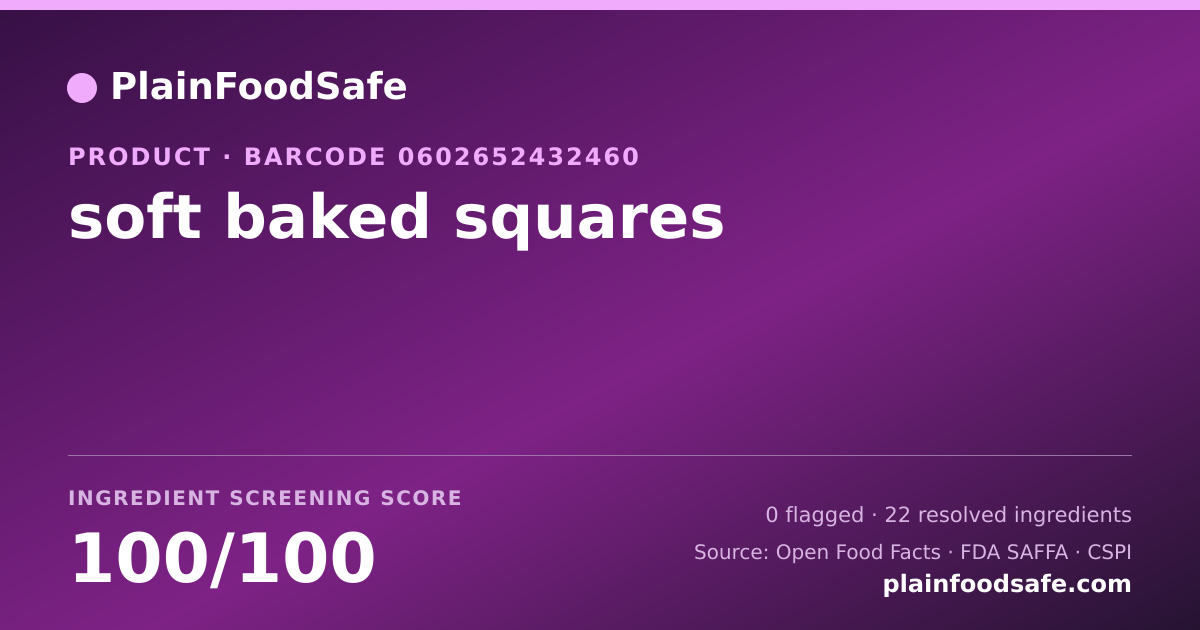 Share card for soft baked squares Food Ingredient Profile
