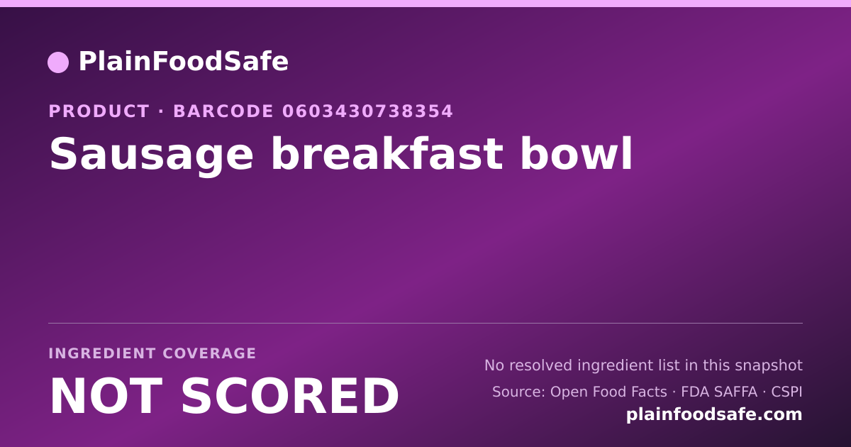 Share card for Sausage breakfast bowl Food Ingredient Profile