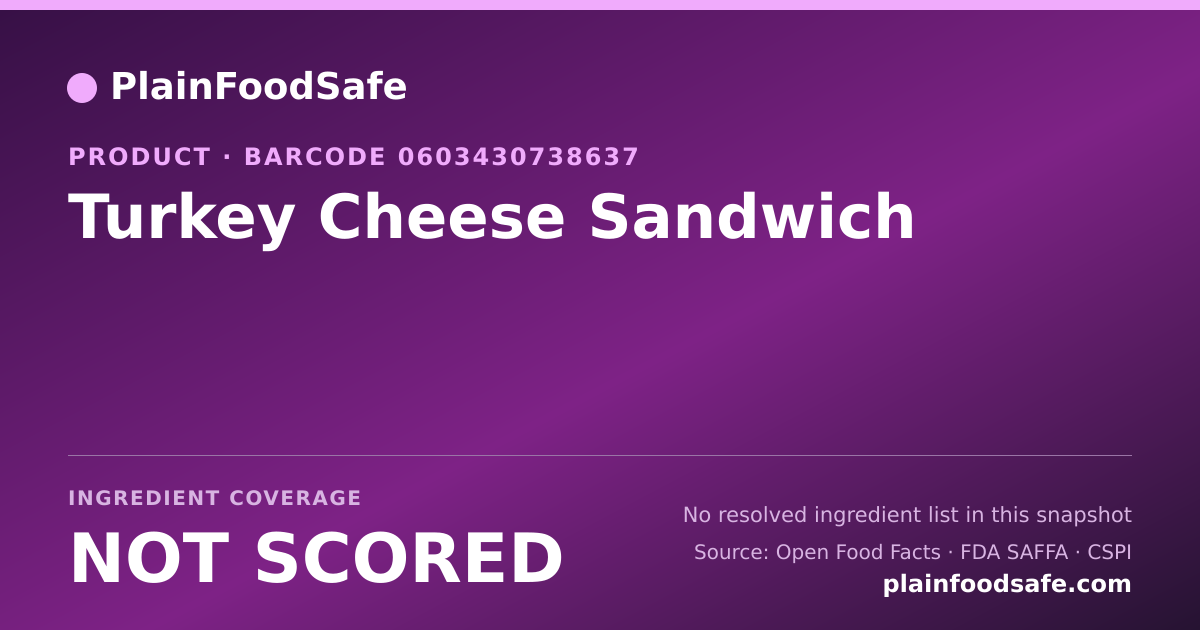 Share card for Turkey Cheese Sandwich Food Ingredient Profile