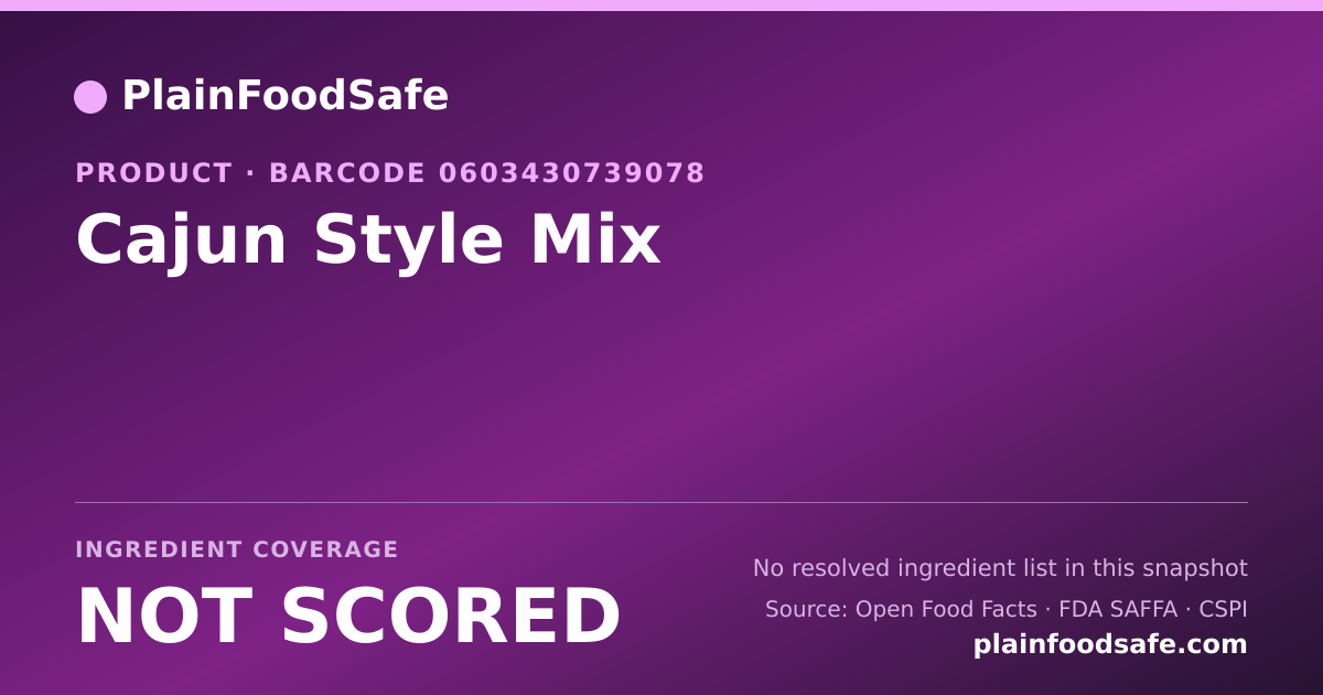 Share card for Cajun Style Mix Food Ingredient Profile