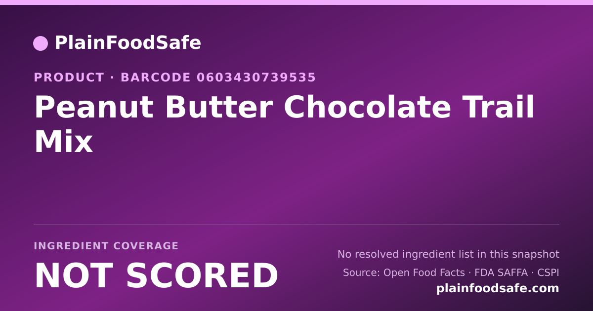 Share card for Peanut Butter Chocolate Trail Mix Food Ingredient Profile