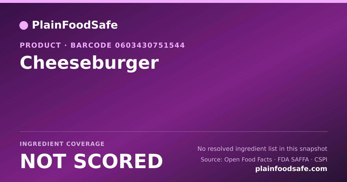 Share card for Cheeseburger Food Ingredient Profile