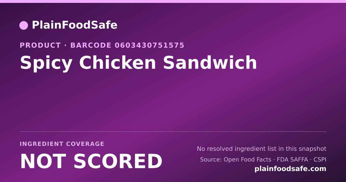 Share card for Spicy Chicken Sandwich Food Ingredient Profile