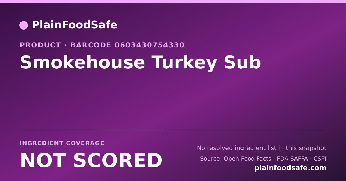 Share card for Smokehouse Turkey Sub Food Ingredient Profile