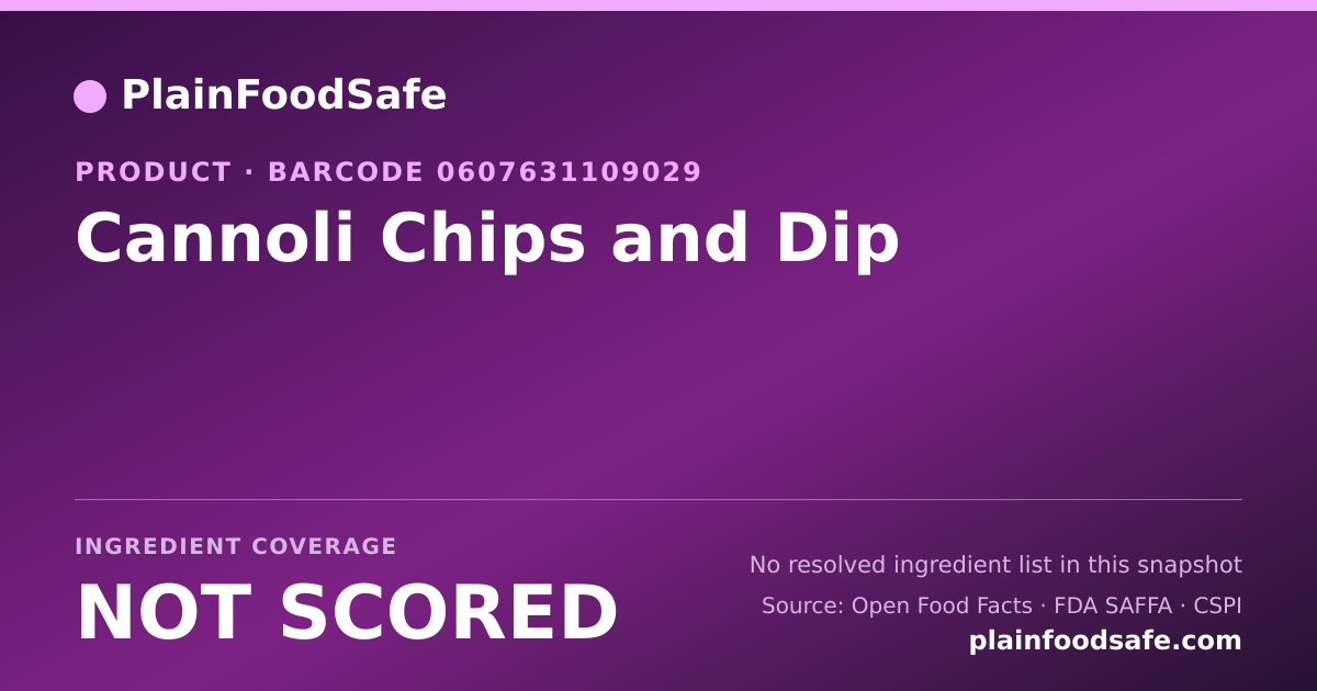 Share card for Cannoli Chips and Dip Food Ingredient Profile