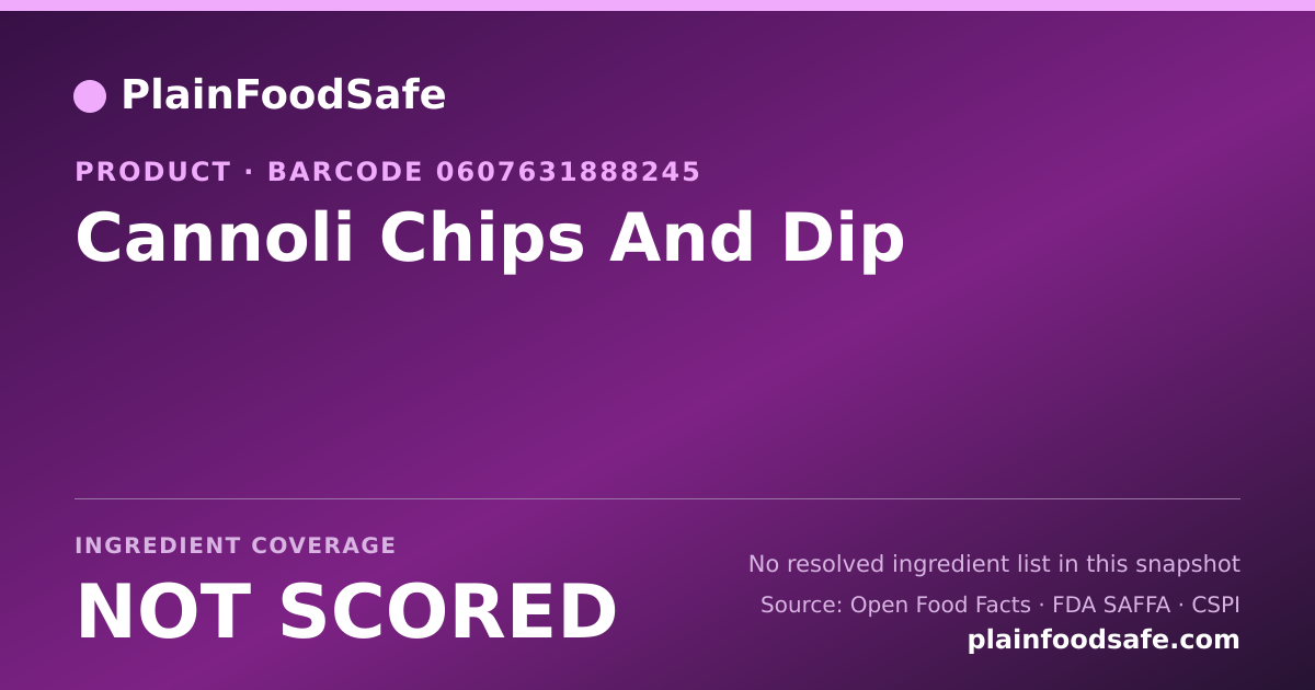 Share card for Cannoli Chips And Dip Food Ingredient Profile