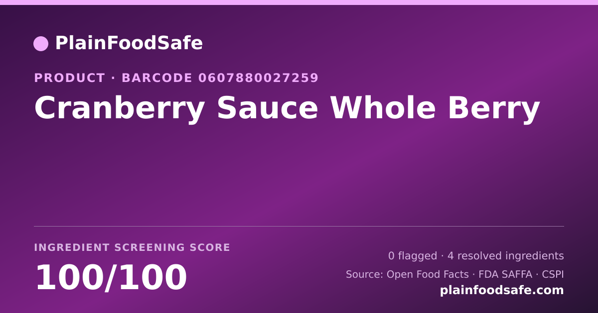 Share card for Cranberry Sauce Whole Berry Food Ingredient Profile