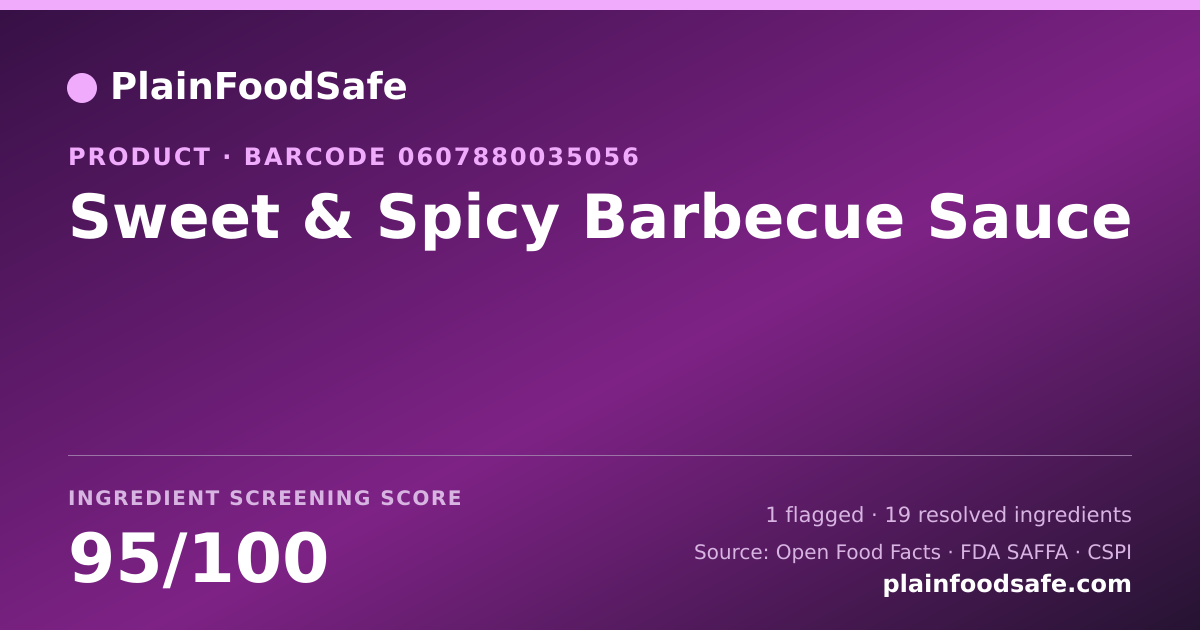 Share card for Sweet & Spicy Barbecue Sauce Food Ingredient Profile