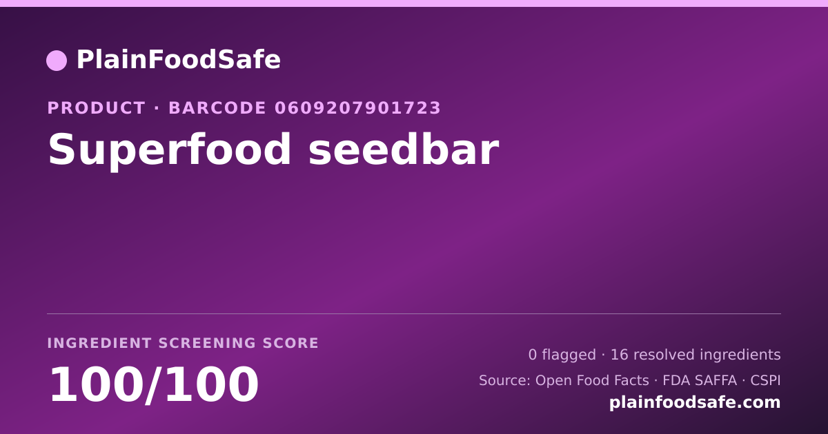 Share card for Superfood seedbar Food Ingredient Profile