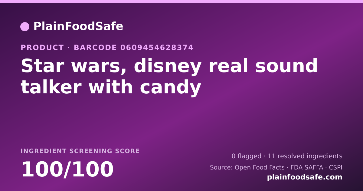 Share card for Star wars, disney real sound talker with candy Food Ingredient Profile