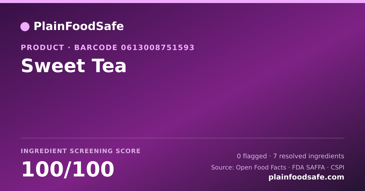 Share card for Sweet Tea Food Ingredient Profile