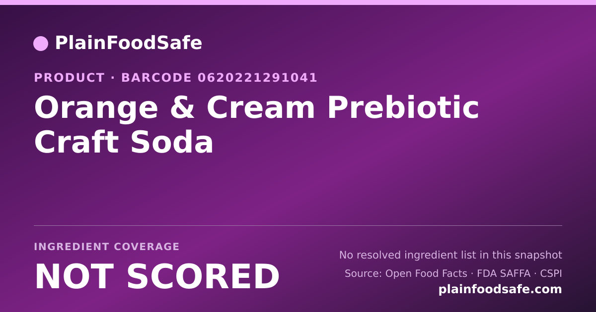 Share card for Orange & Cream Prebiotic Craft Soda Food Ingredient Profile