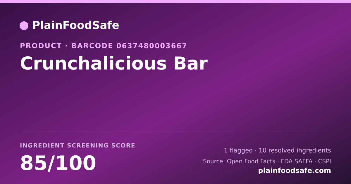 Share card for Crunchalicious Bar Food Ingredient Profile